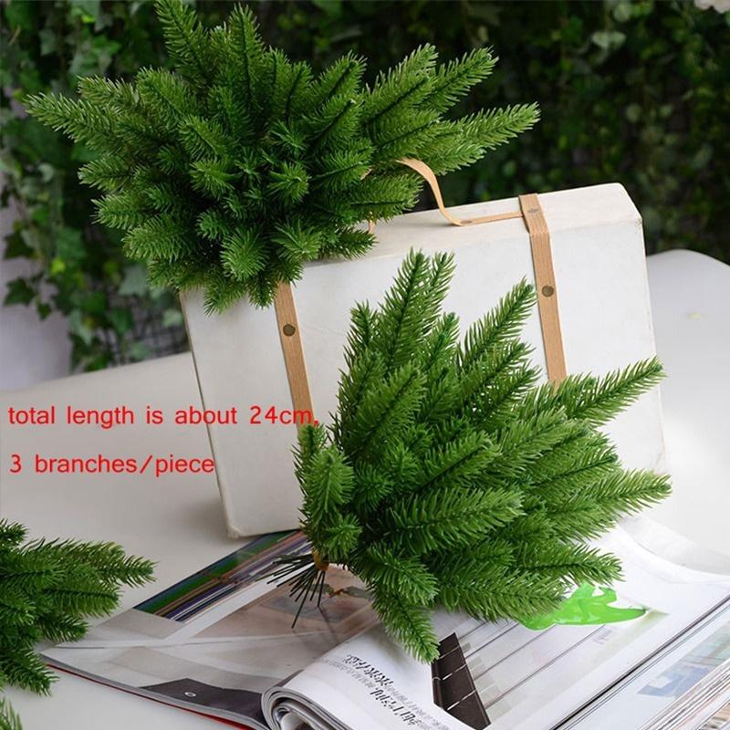 10pcs Artificial Plants Pine Branches Christmas Tree Accessories DIY New Year Party Decorations Xmas Ornaments KTY