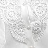Women Spring Shirt V Neck Hollow Out Lace Patchwork Half Button Closure Solid Color Loose Long Sleeve Soft OL Commute Top