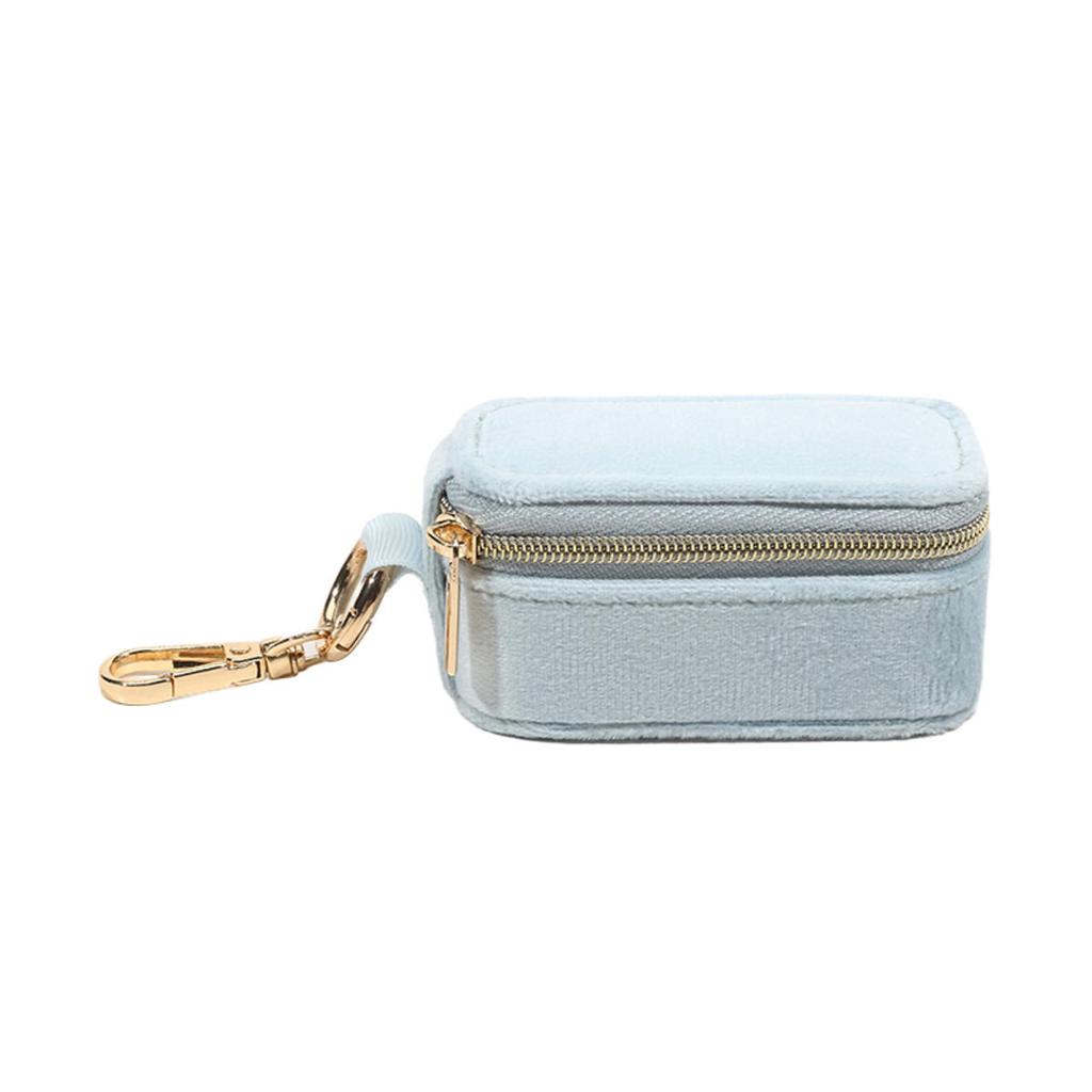 Mini Portable Jewelry Box with Keychain Earrings Necklace Ring Storage Box Velvet Travel Organizer Jewelry Case Hanging