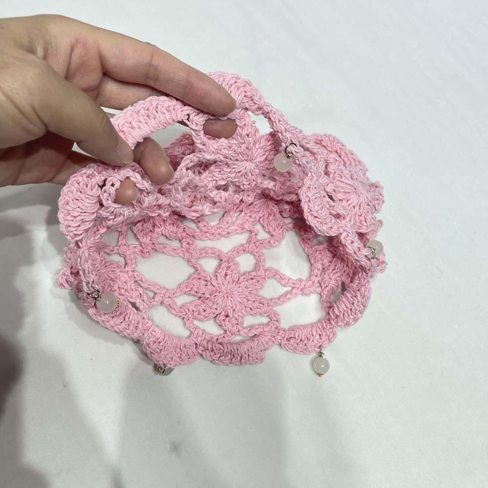 Handmade Crochet Flower Knitted Hat Bohemian Style Woven Cap Cute Hollowed Out Beanie Cap Women