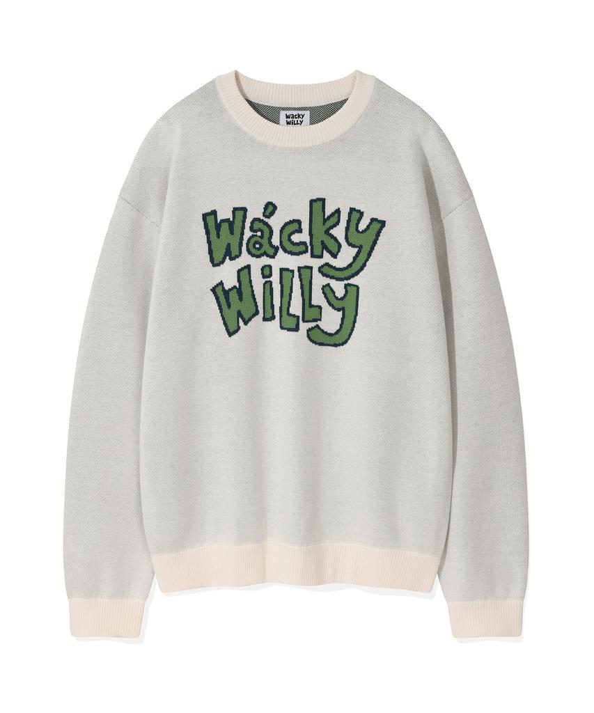 WACKY WILLY Typographic Jacquard Knit Cream