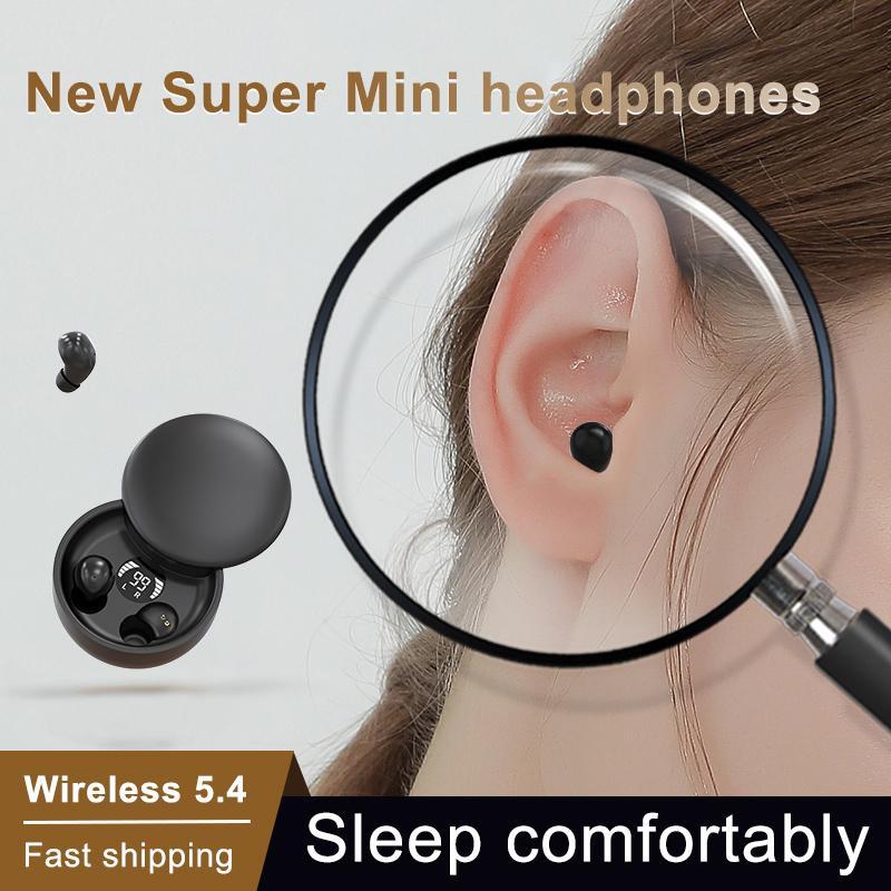 2024 Ultra Mini Invisible Sleep Wireless Earphone Small Earbuds Noise Cancelling Hidden Sport Game Headphones HD HIFI Bass Sound Headset Sliding