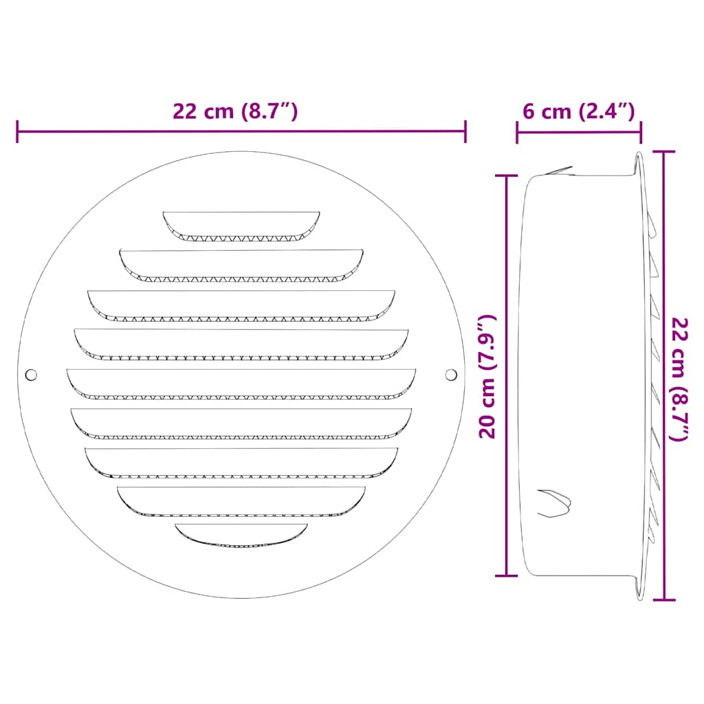 Ventilation Grille Set 4 pcs Silver 200 mm Stainless Steel