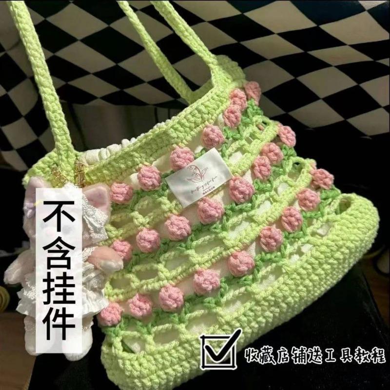 Радужная тюльпан ручной вязки сумка материал для рукоделия сумка домашняя летняя наплечная сумка-мессенджер