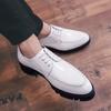 Fashion Autumn Korean Men's Pointed Lace Up Casual and Comfortable Leather Shoes Classic Black and White Men's Thick Soled Oxford Shoes