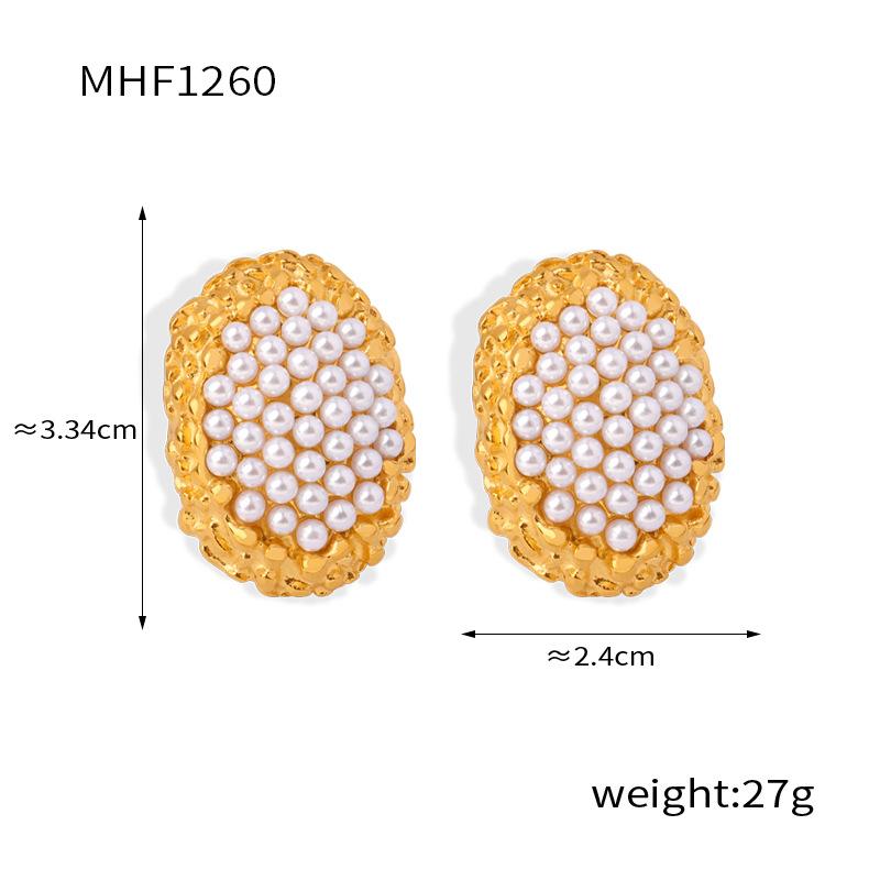Серьги French Design Sense Oval Honeycomb, женские модные, легкие, роскошные, стильные, серьги-бусины, серьги-пуговицы из титановой стали с покрытием из настоящего золота