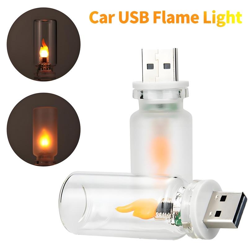 Flame Type USB LED Night Light Frosted Clear Glass Flickering Dynamic Flame Light Touch Control Mood Lighting for Car Home Lamp