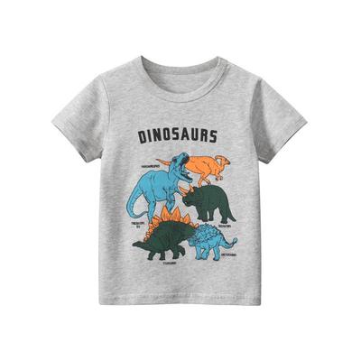 Футболка с рисунком динозавра для мальчиков 27kids Korean Summer 2025 - с короткими рукавами