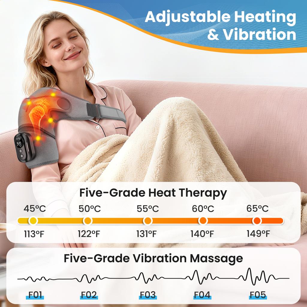 Vibration massager Smart Massage Machine Heating Shoulder Massage Belt Adjustable Led Hot Compress Heating Shoulder Shawl