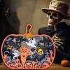 Wooden Halloween Multi-Layer Simulation Pumpkin with Haunted House Ghost and Scarecrow Ornaments Tabletop Ornament