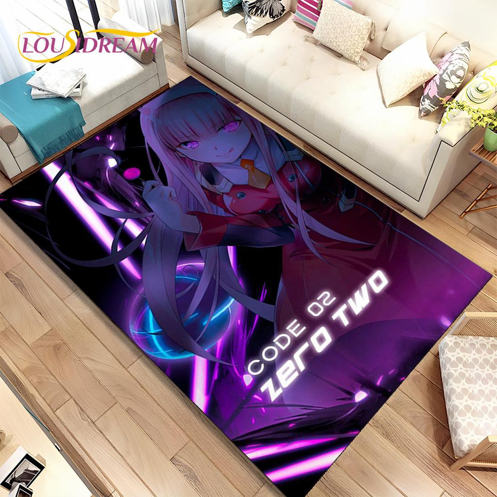 Аниме Zero Two DARLING In The FRANXX Коврик, Коврик для гостиной, спальни, дивана, коврик для двери, детский нескользящий напольный коврик