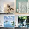 Nature Landscape Shower Curtains Ocean Dolphin Palm Tree Forest Waterfall Scenery Farm Horse Cloth Bathroom Decor Set With Hooks