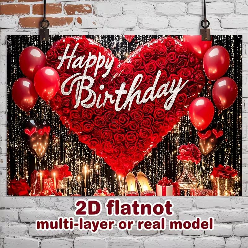 2D Black Gold Glitter Birthday Party Decoration Background