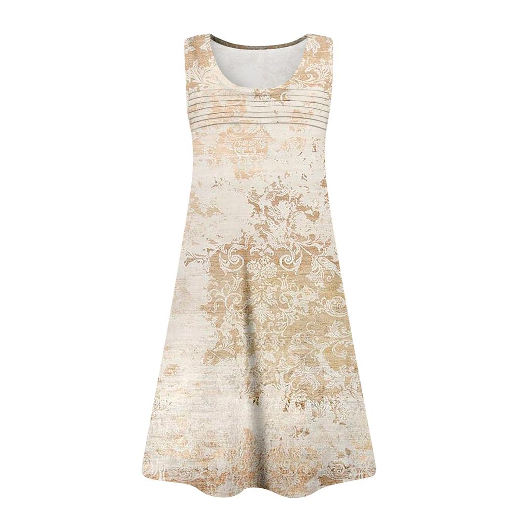 Womens Summer Dresses Loose U Neck Sleeveless Sundresses Dress With Pockets