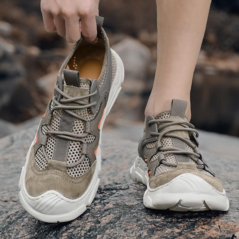 Модная уличная обувь для путешествий, бега, повседневная, летняя, мужская, сетчатая, спортивная, модная, для альпинизма, дышащая, легкая, противоскользящая