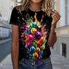 Fashion Women Colorful Graffiti Painting Print T Shirt Funny Casual O-neck Short Sleeves T-shirt Summer Female Tee Shirt