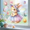 Easter 2026 Window Stickers Cute Angel Bunny Static Cling Decals for Bedroom Living Room Home Decor