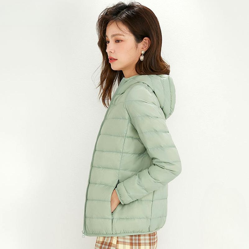 Зимняя женская куртка-пуховик с капюшоном, легкая, короткая, большого размера, легкая, белая куртка-пуховик на утином пуху