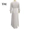 Versatile Commuter Dress Women V-Neck Lace for Fall, 3/4 Sleeves Maxi with V Neck Belt, Solid Color Loose Casual Long Vacation Daily Wear