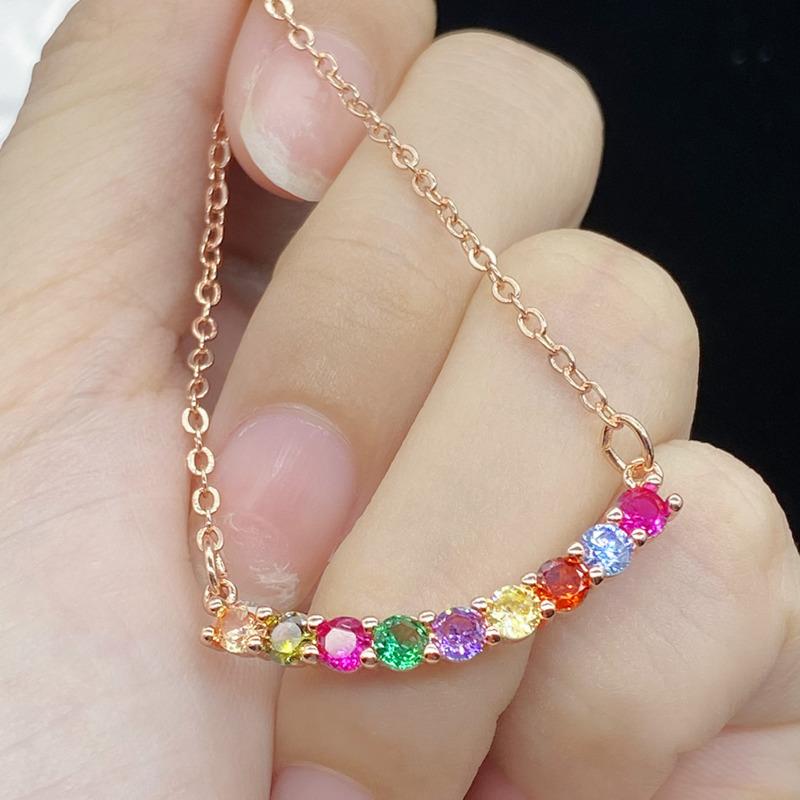 BELLA BOX новая имитация семи цветов радуги из натурального турмалина с покрытием из розового золота, ожерелье для женщин