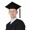 Adult Graduation Hat with Tassel Solid Color Non-Fading High School Bachelor Graduation Hat Cosplay Prop