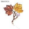 Высококачественная эмалевая брошь в виде кленового листа с жемчугом - Ретро ювелирное украшение в подарок