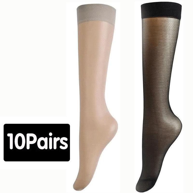 5-10 pair Women Ultra-thin Nylon Stockings Transparent Elasticity Ladies Knee Socks High Quality Long Socks for Girls Stocking