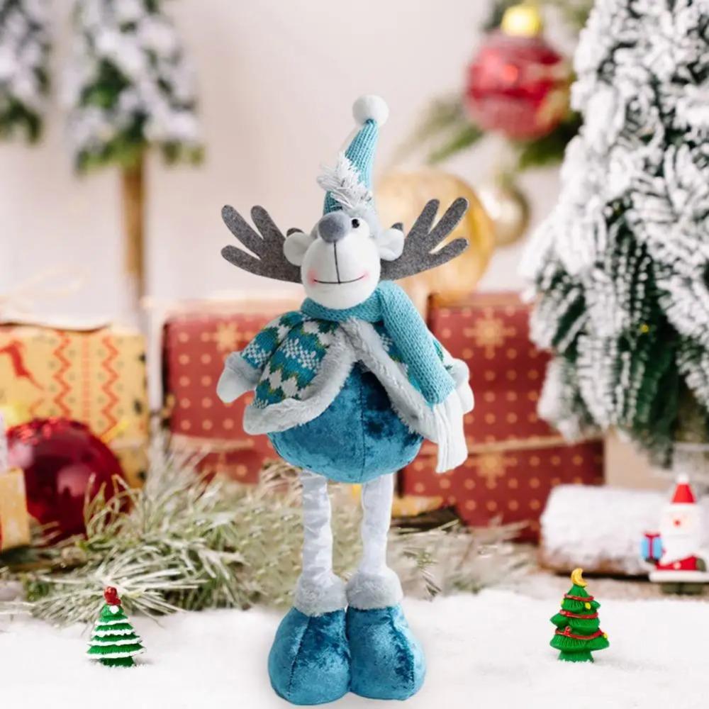 Синий Дед Мороз Выдвижная Кукла Снеговик Лось Счастливого Рождества Украшение Новогодние Принадлежности