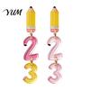 Personalized School Life Ornaments 1 Pair Teacher Earrings for Women, Cute 2D Acrylic Crayon Pencil Backpack Fun Back to Jewelry Number Alphabet