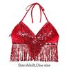 Stage Sequin Nightclub Tassel Performance Top Halter Bra Show Costumes Belly Dance Bra