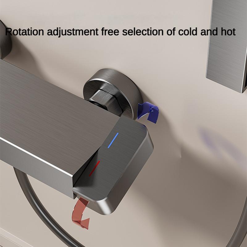 Серый простой термостатический душевой набор, настенный однофункциональный комплект для душа под давлением, алюминиевый набор душевой системы для ванной комнаты