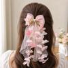 Sheer Ribbon Hair Bow Clip Flower Vine Tassels Ribbon Hair Clip Fashion Bow Hair Clip  Gifts