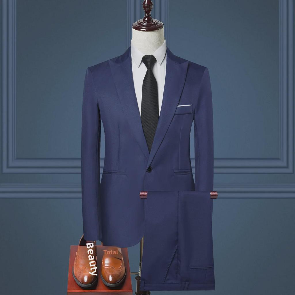 Men's Business Casual Korean Two-Piece Suit - Professional & Formal, Perfect for Groomsmen