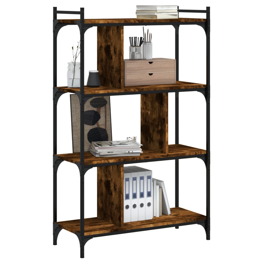 Bookshelf 4 Shelves Smoked Oak Finish 76 x 32 x 123 cm Engineered Wood