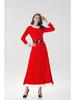 Women's Velvet Christmas & New Year Party Dress with Long Sleeves for Stage Performance