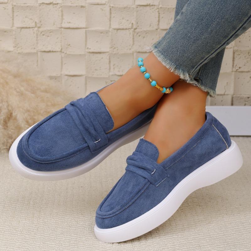 Новый стиль повседневных туфель-бобов на толстой подошве, на плоском каблуке, большого размера, которые можно надевать одной ногой и которые универсальны