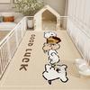 Beige Checkerboard Pet Mat with Cute Cartoon Dog Cat Print  Non-Slip Dog Bed Mat Washable Pet Feeding Rug Bedroom Decor