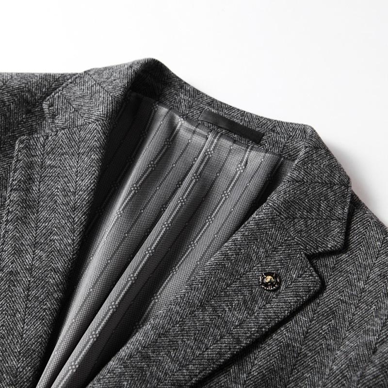 Осенне-зимний утолщенный шерстяной однотонный пиджак West для мужчин молодого и среднего возраста, легкий роскошный деловой костюм