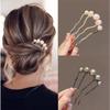 Fashion Metal U-Shaped Hair Stick for Women Girls Simple Pearl HairClip Pins Bun Maker Hairstyle Tools Hair Accessories