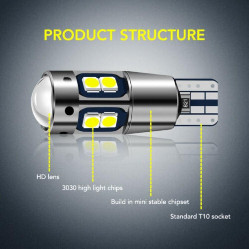 2/1 шт. W5W T10 светодиодный Canbus без ошибок 3030 10SMD Auto 5W5 светодиодный светильник с клиновидным боковым указателем поворота супер яркий белый