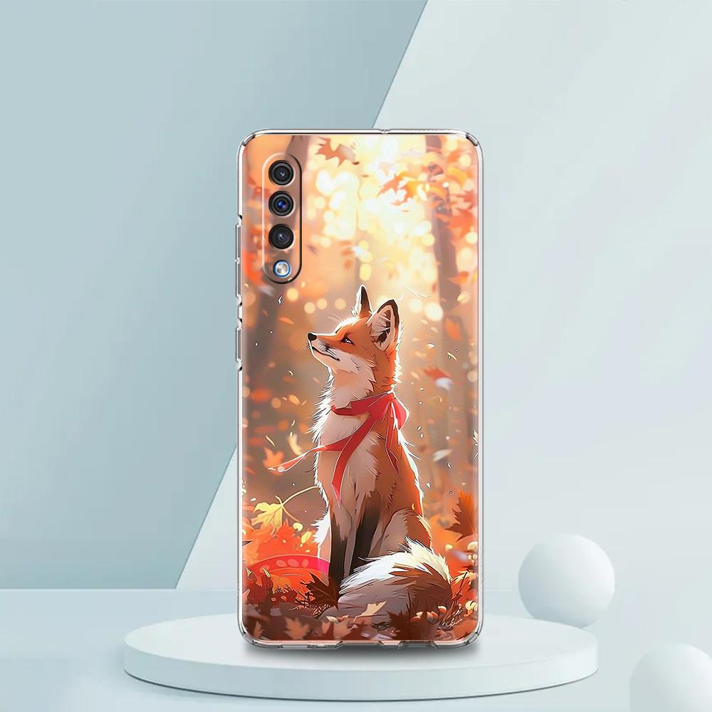 Милый Животный Лис Прозрачный Чехол для Телефона для Samsung Galaxy A16 A14 A12 A22 A24 A42 A03S A06 A50 A70 A20 A30 A40 Мягкий ТПУ Чехол