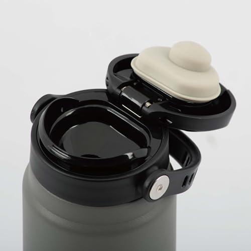 Captain Stag HD One-Touch Sports Bottle, 600ml, Gray, UY-7097, Double Stainless Steel, Vacuum Insulated, Keeps Hot or Cold