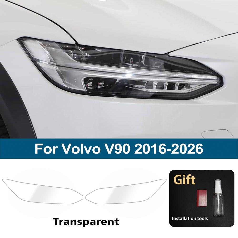 Для Volvo V90 2016-2026 Дымчато-черный Высокоглянцевый Готовый к установке ТПУ Защитная пленка для фар автомобиля PPF Антицарапающаяся Виниловая обертка Комплект чехлов
