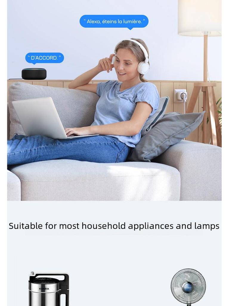 Умная розетка Tuya WiFi и Bluetooth с голосовым управлением Alexa и пультом дистанционного управления через мобильное приложение