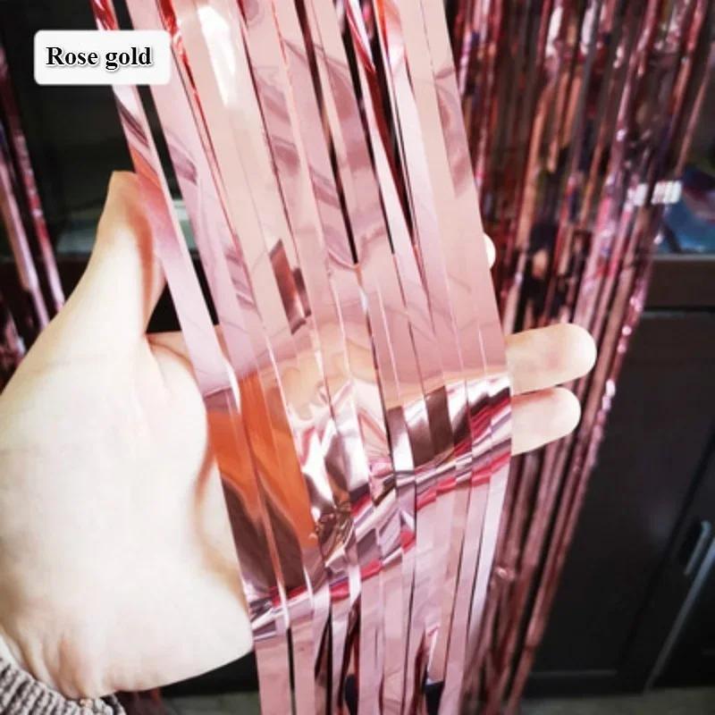 1 пакет 1x2 м матовая золотисто-серебристая металлическая фольга бахрома блестящий занавес дождь декор свадебный декор фон для фотосъемки праздничные атрибуты