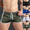 Summer Men Sport Shorts Color Matching Hollow Out Mesh Loose Drawstring Elastic Waist Quick Dry Jogging Gym