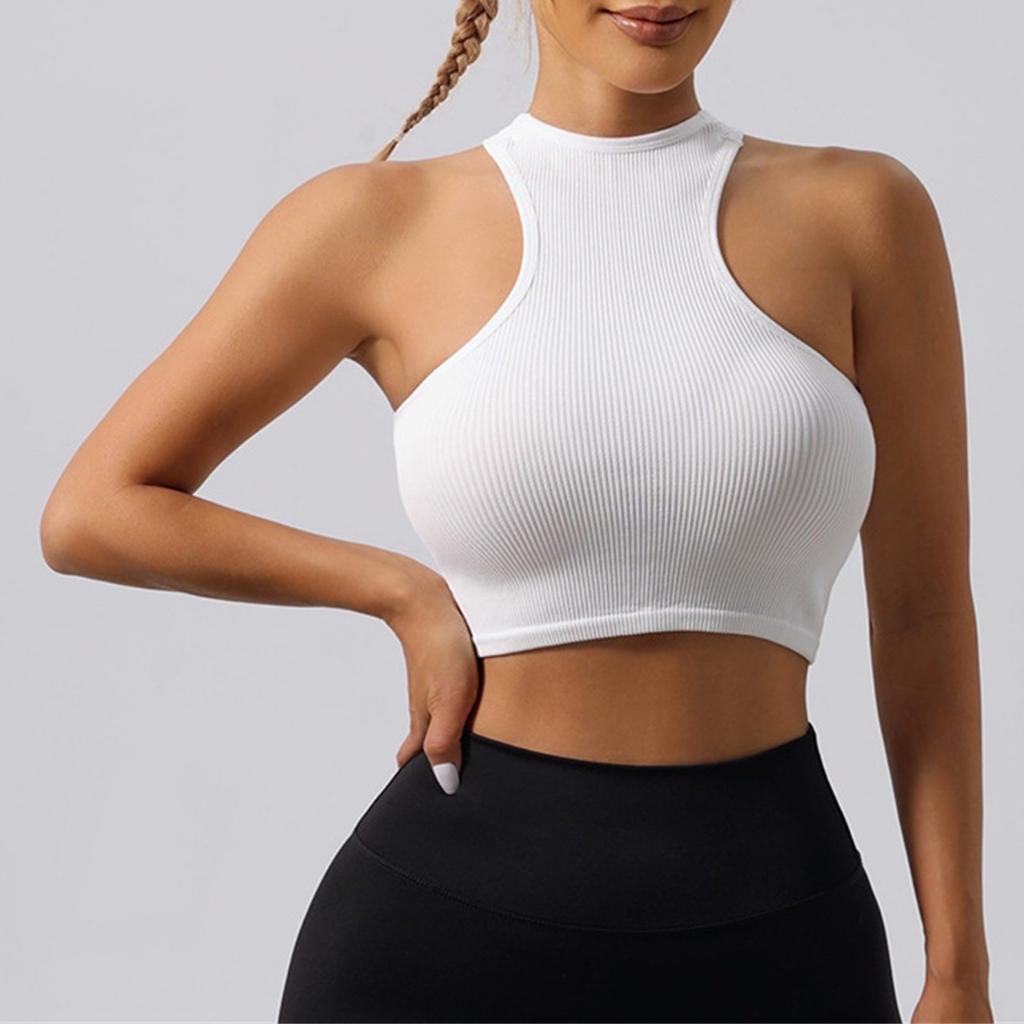 Женская мода жилет для йоги из ниток бесшовный трикотажный бег спортивный облегающий жилет для фитнеса йога топ