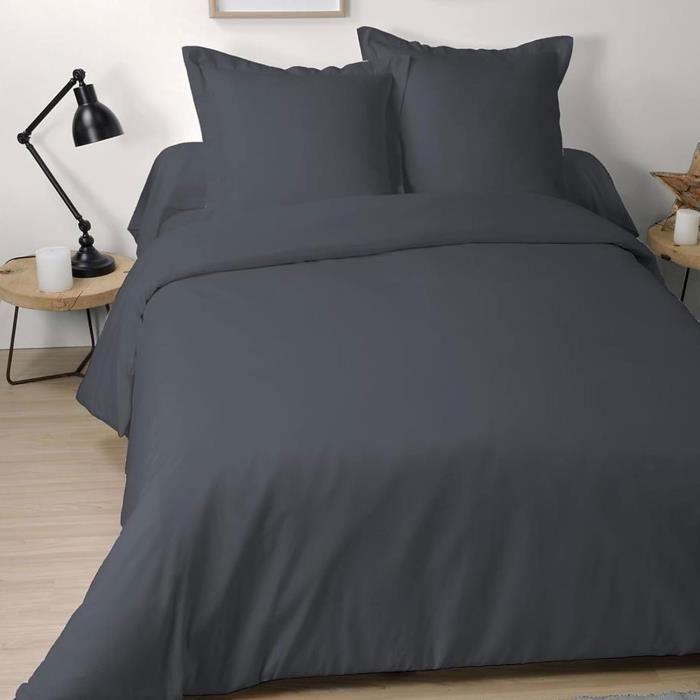 Housse de couette 220 x 240 cm uni Anthracite Alice
