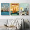 Пейзаж, холст, живопись, настенные картины, домашний декор, скандинавский винтажный постер с городами для путешествий, Нью-Йорк, Нидерланды, Амстердам, Лондон, без рамки