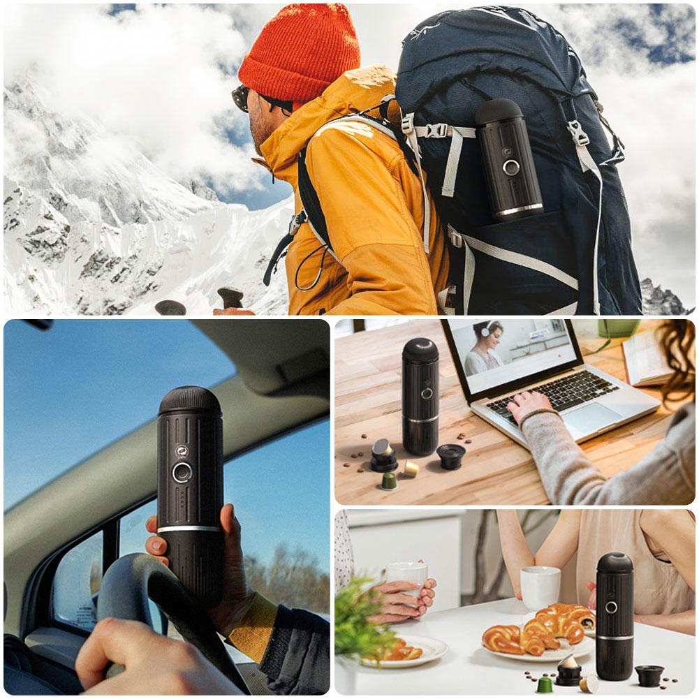 Portable Coffee Maker Electric Espresso Machine Compatible with Capsule & Ground Coffee 2 In 1 USB Charging for Camping Travel